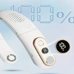 Foldable Neck Fan with 4000mAh Battery – USB Rechargeable Bladeless Cooling Fan with Quiet Operation for Outdoor Use
