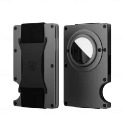 For AirTag Wallet for Men Minimalist Slim RFID Blocking Air Tag Holder Front Pocket Metal Wallet Card Holder with Cash Strap