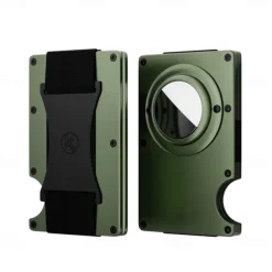 For AirTag Wallet for Men Minimalist Slim RFID Blocking Air Tag Holder Front Pocket Metal Wallet Card Holder with Cash Strap