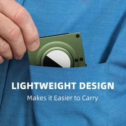 For AirTag Wallet for Men Minimalist Slim RFID Blocking Air Tag Holder Front Pocket Metal Wallet Card Holder with Cash Strap