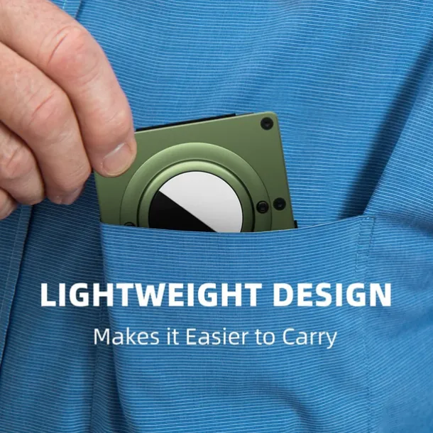 For AirTag Wallet for Men Minimalist Slim RFID Blocking Air Tag Holder Front Pocket Metal Wallet Card Holder with Cash Strap