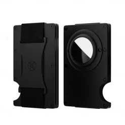 For AirTag Wallet for Men Minimalist Slim RFID Blocking Air Tag Holder Front Pocket Metal Wallet Card Holder with Cash Strap