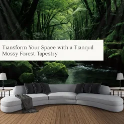 Forest River Hanging Tapestry Wall Art Large Tapestry Mural Decor Photograph Backdrop Blanket Curtain Home Bedroom Living Room Decoration