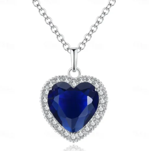 forever love titanic heart of the ocean necklace for women girls silver tone pendant necklace with 5a cubic zirconia fashion jewelry anniversary valentine birthday gift (red)