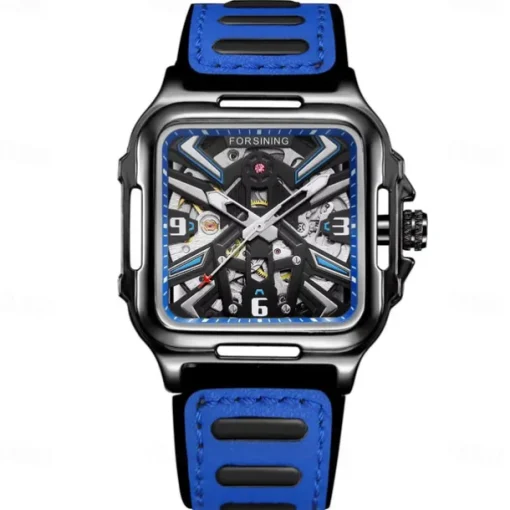 Forsining Casual Skeleton Hollow Automatic Watch 3D Montre Homme Mens Wristwatches Luminous Military Watches