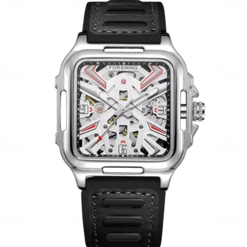 Forsining Casual Skeleton Hollow Automatic Watch 3D Montre Homme Mens Wristwatches Luminous Military Watches