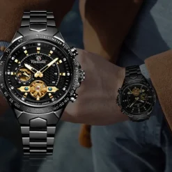 FORSINING Men Mechanical Watch Outdoor Sports Fashion Wristwatch Automatic Self-winding Luminous Waterproof Decoration Steel Watch