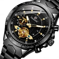 FORSINING Men Mechanical Watch Outdoor Sports Fashion Wristwatch Automatic Self-winding Luminous Waterproof Decoration Steel Watch