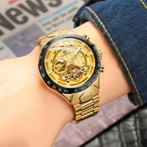 FORSINING Men Mechanical Watch Outdoor Sports Fashion Wristwatch Automatic Self-winding Luminous Waterproof Decoration Steel Watch