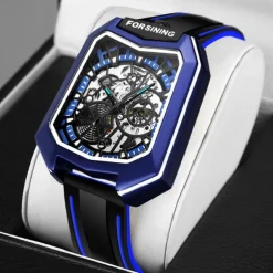 FORSINING Men Mechanical Watch Creative Outdoor Fashion Wristwatch Automatic Self-winding Waterproof Decoration Rubber Watch
