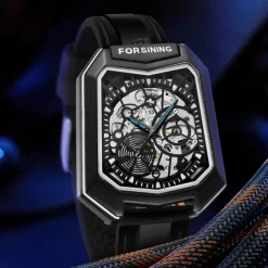 FORSINING Men Mechanical Watch Creative Outdoor Fashion Wristwatch Automatic Self-winding Waterproof Decoration Rubber Watch