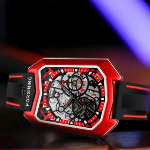 FORSINING Men Mechanical Watch Creative Outdoor Fashion Wristwatch Automatic Self-winding Waterproof Decoration Rubber Watch