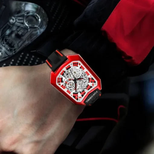 FORSINING Men Mechanical Watch Creative Outdoor Fashion Wristwatch Automatic Self-winding Waterproof Decoration Rubber Watch