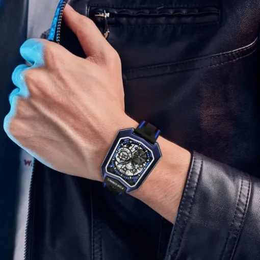 FORSINING Men Mechanical Watch Creative Outdoor Fashion Wristwatch Automatic Self-winding Waterproof Decoration Rubber Watch