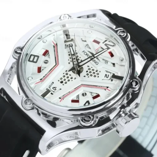 FORSINING Men Mechanical Watch Fashion Casual Wristwatch Automatic Self-winding Calendar Waterproof Decoration Silicone Gel Watch