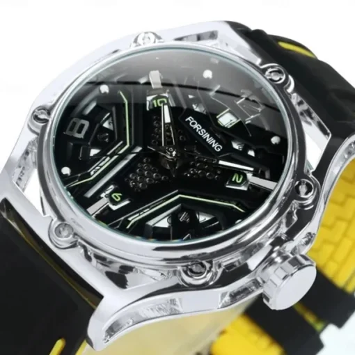 FORSINING Men Mechanical Watch Fashion Casual Wristwatch Automatic Self-winding Calendar Waterproof Decoration Silicone Gel Watch