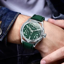 FORSINING Men Mechanical Watch Fashion Casual Wristwatch Automatic Self-winding Calendar Waterproof Decoration Silicone Gel Watch