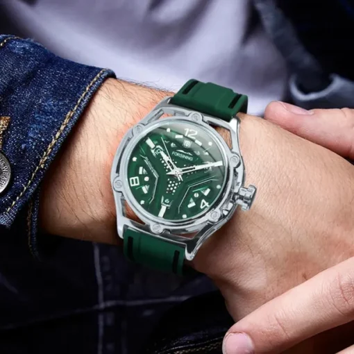FORSINING Men Mechanical Watch Fashion Casual Wristwatch Automatic Self-winding Calendar Waterproof Decoration Silicone Gel Watch