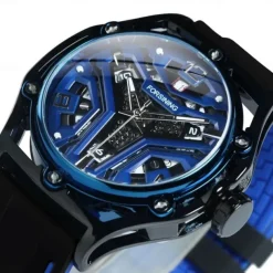 FORSINING Men Mechanical Watch Fashion Casual Wristwatch Automatic Self-winding Calendar Waterproof Decoration Silicone Gel Watch