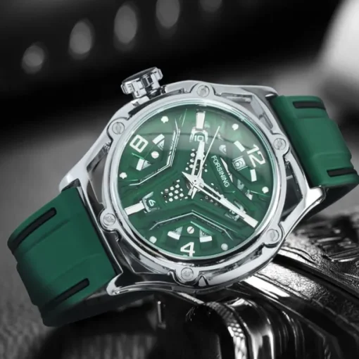 FORSINING Men Mechanical Watch Fashion Casual Wristwatch Automatic Self-winding Calendar Waterproof Decoration Silicone Gel Watch