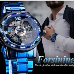 FORSINING Men Mechanical Watch Luxury Large Dial Fashion Business Automatic Watch Self-winding Luminous Calendar Stainless Steel Watch Male Clock