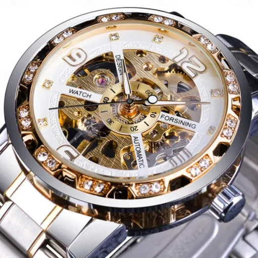 FORSINING Men Mechanical Watch Luxury Large Dial Fashion Business Automatic Watch Self-winding Luminous Calendar Stainless Steel Watch Male Clock