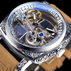 FORSINING Men Mechanical Watch Fashion Casual Wristwatch Automatic Self-winding Moon phase Luminous Waterproof Steel Watch