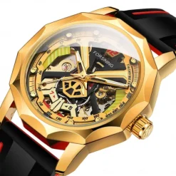 FORSINING Men Mechanical Watch Creative Fashion Casual Wristwatch Automatic Self-winding Waterproof Decoration Silicone Gel Watch