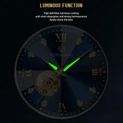 FORSINING Men Mechanical Watch Luxury Large Dial Fashion Business Hollow Skeleton Automatic Self-winding Luminous Waterproof Steel Watch