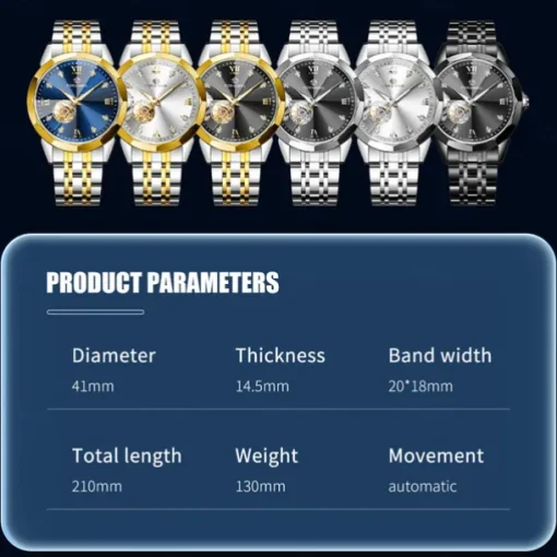 FORSINING Men Mechanical Watch Luxury Large Dial Fashion Business Hollow Skeleton Automatic Self-winding Luminous Waterproof Steel Watch