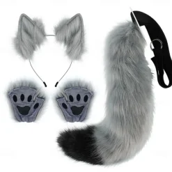 Fox Tail Clip Cat Ears Wolf Paws Gloves Cosplay Costume Carnival Fancy Party Costume Accessories