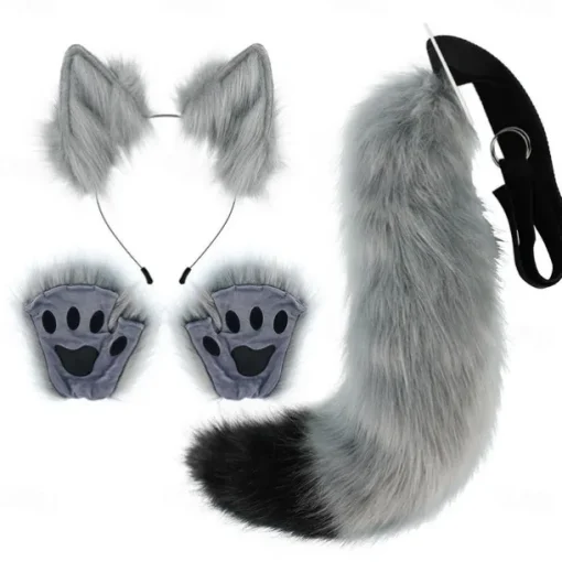 Fox Tail Clip Cat Ears Wolf Paws Gloves Cosplay Costume Carnival Fancy Party Costume Accessories