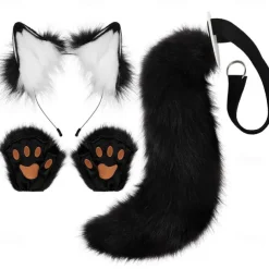Fox Tail Clip Cat Ears Wolf Paws Gloves Cosplay Costume Carnival Fancy Party Costume Accessories