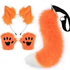 Fox Tail Clip Cat Ears Wolf Paws Gloves Cosplay Costume Carnival Fancy Party Costume Accessories