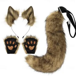 Fox Tail Clip Cat Ears Wolf Paws Gloves Cosplay Costume Carnival Fancy Party Costume Accessories