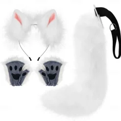Fox Tail Clip Cat Ears Wolf Paws Gloves Cosplay Costume Carnival Fancy Party Costume Accessories