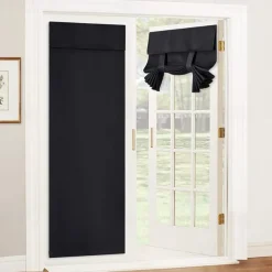 French Door Curtain No Punch Tape Top Blackout Door Curtain Pencil Pleat Light Filtering Functional Curtains for Office and Home 26X68inch(66X173CM)