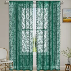 French Lace Embroidered Curtains, Bedroom Sheer Tulle Curtains, Rod Pocket Window Curtains, 2 Panels Curtains