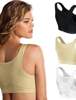 Front Closure Full Coverage Back Support Posture Corrector Bras for Women Home Outfits