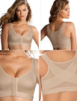 Front Closure Full Coverage Back Support Posture Corrector Bras for Women Home Outfits