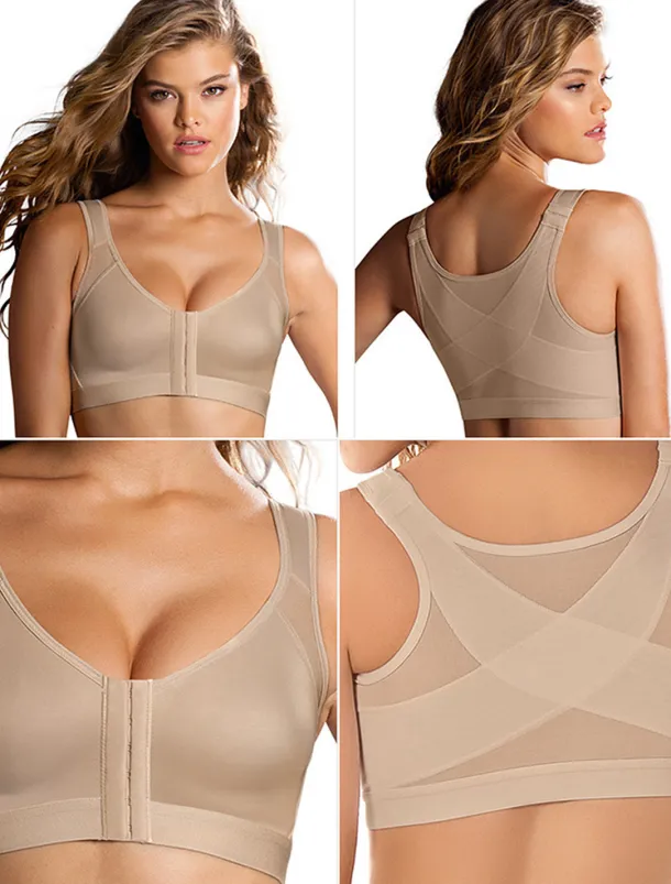 Front Closure Full Coverage Back Support Posture Corrector Bras for Women Home Outfits