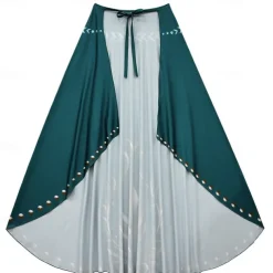 Frozen Princess Anna Kids Girls' Dress Solid Color Party Dress Dress Performance Crew Neck Long Sleeve Princess Dress 3-10 Years Winter Light Green