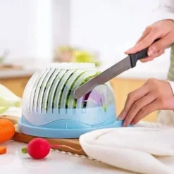 Fruit & Vegetable Cutter Easy Salad and Fruit Cutter Bowl - Eco-Friendly, Dishwasher Safe, Perfect Kitchen Helper for Quick Meal Prep