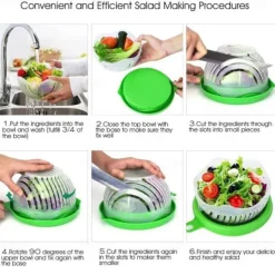 Fruit & Vegetable Cutter Easy Salad and Fruit Cutter Bowl - Eco-Friendly, Dishwasher Safe, Perfect Kitchen Helper for Quick Meal Prep