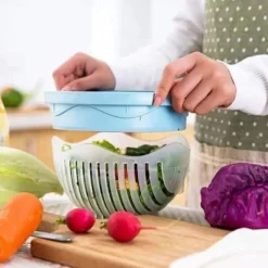 Fruit & Vegetable Cutter Easy Salad and Fruit Cutter Bowl - Eco-Friendly, Dishwasher Safe, Perfect Kitchen Helper for Quick Meal Prep