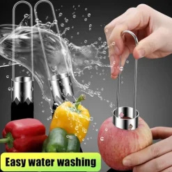 Fruit and Vegetable Corer Tool, Stainless Steel Fruite, Apple Core Remover with Ergonomic Handle, Red Bell Pepper Corer Tool for Vegetables Fruit Kitchen Gadget
