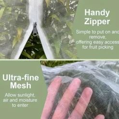 Fruit Mesh Bags for Fruit Trees Bird-proof Nets to Protect Apple Trees and Blueberry Shrubs From Birds Pests and Deer Cicada Mesh Covers With Zippers and Drawstrings