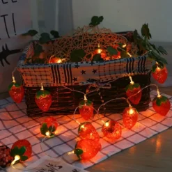 Fruit String Lights 1.5M 10 LEDS/3M 20LEDS Strawberry Banana Kiwi Pineapple Shape String Fairy Lights for Home Room Party Decoration