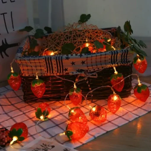 Fruit String Lights 1.5M 10 LEDS/3M 20LEDS Strawberry Banana Kiwi Pineapple Shape String Fairy Lights for Home Room Party Decoration
