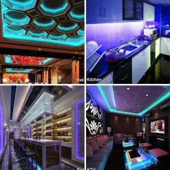 49.2ft LED RGB Light Strips 3x5m 5050 SMD 450 Leds Waterproof 10mm Fexible Strip Light Tape Color Changing with 44key IR Remote Controller Kit DC 12V